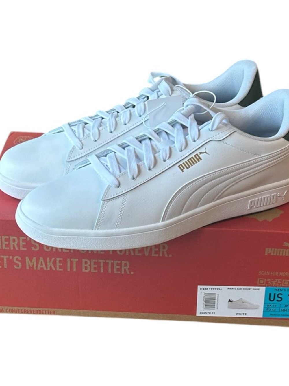 PUMA Men's Ace Court Shoe White Size 12 - Picture 7 of 9